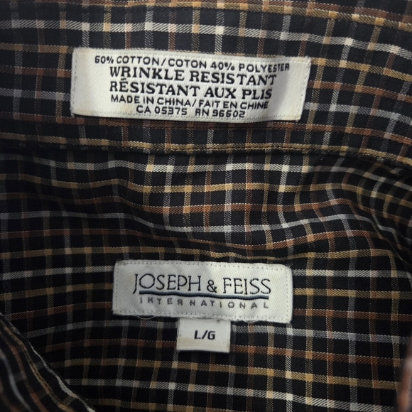 Joseph & Feiss Black and Brown Casual Button Down Shirt Size L - Picture 4 of 4